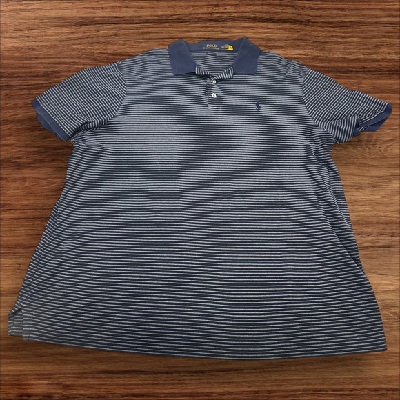 Polo Ralph Lauren Striped Polo Shirt Classic Fit Casual‎ Blue XXL - Picture 1 of 5